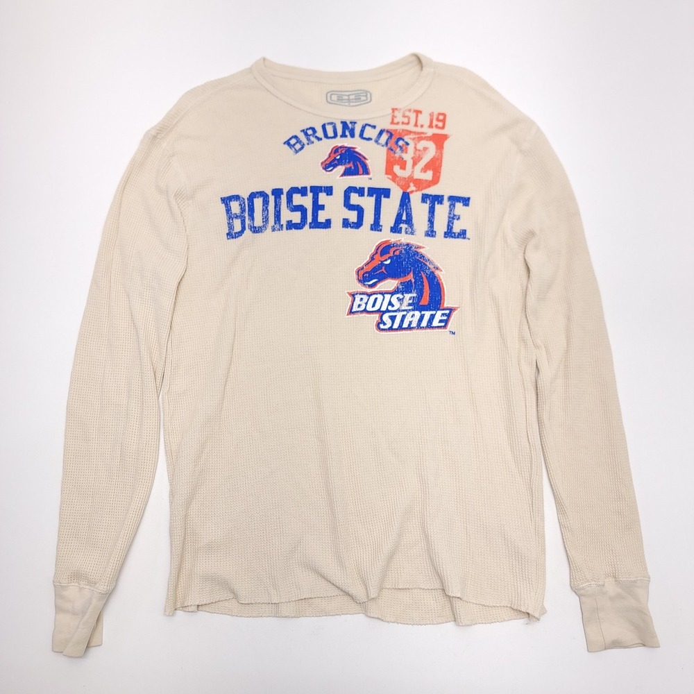 Boise State Broncos Thermal Shirt‎ Mens XL Long Sleeve Cream NCAA Football